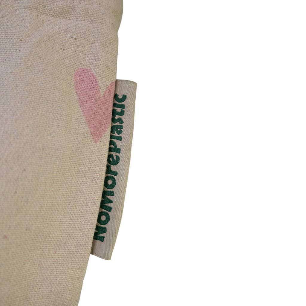 NoMorePlastic Bags - Nachhaltige Einkaufstasche Pink Hearts Hergestellt aus recycelter Bettwäsche