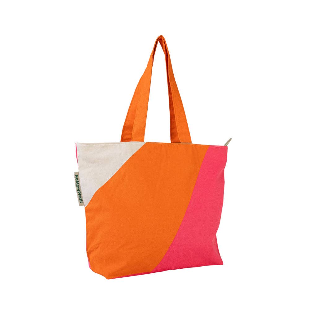 NoMorePlastic Bags - Shopper Magenta Orange - Nachhaltig - Hergestellt aus 100 % Bio-Baumwolle