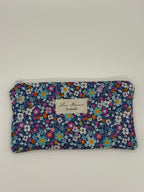 Handgemachtes Brillenetui blau mit bunten Blumen