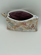 Mini Geldbörse Zarte Blümchen Beige Handgemacht