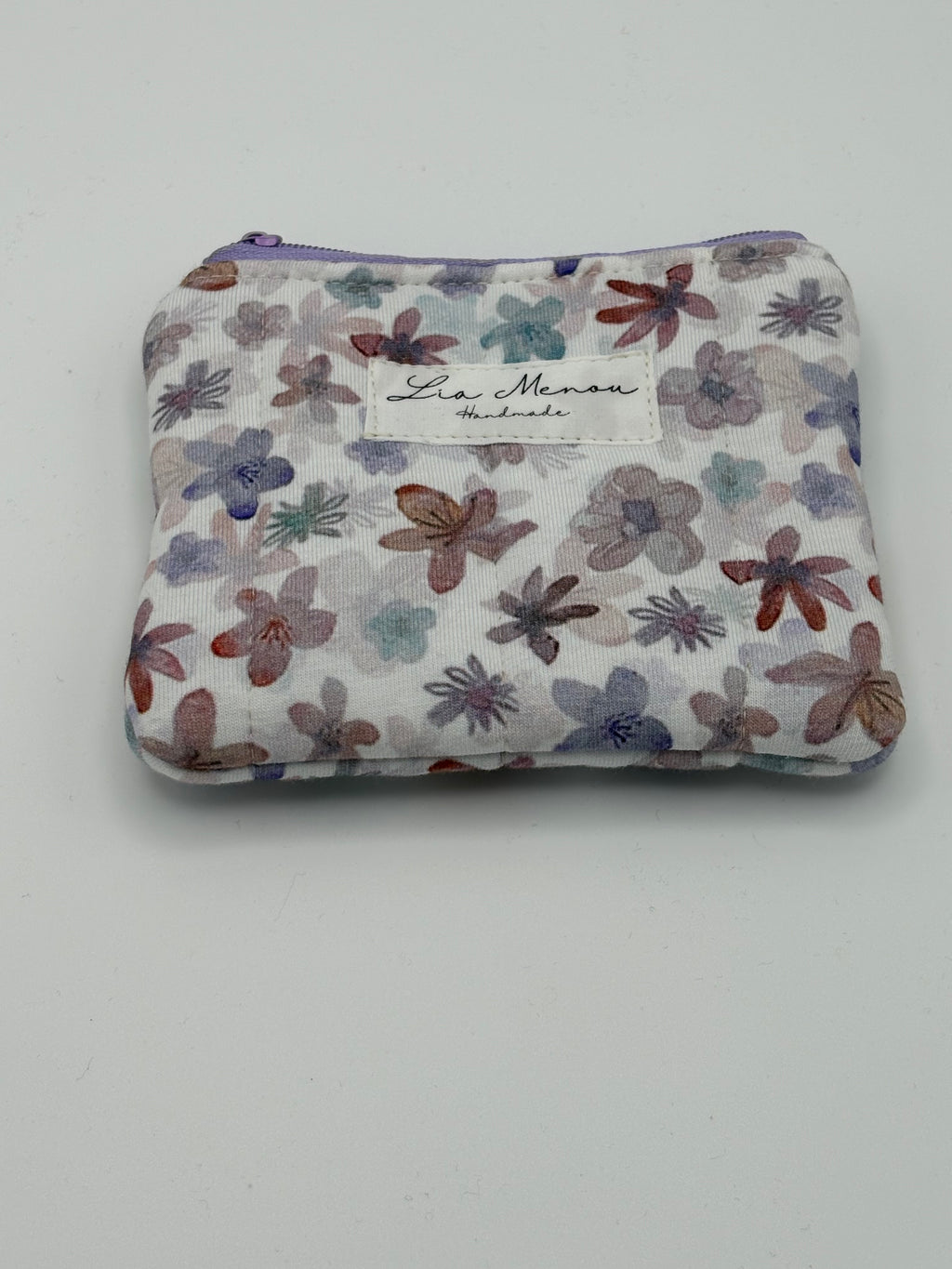 Mini Geldbörse Bunte Blumen Lila Handgemacht