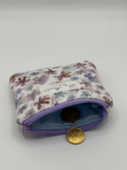 Mini Geldbörse Bunte Blumen Lila Handgemacht
