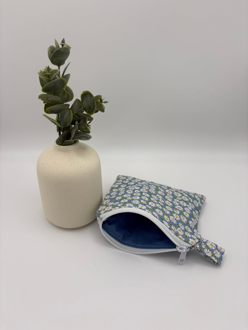 Mini Geldbörse Blau Weiße Margeriten Handgemacht