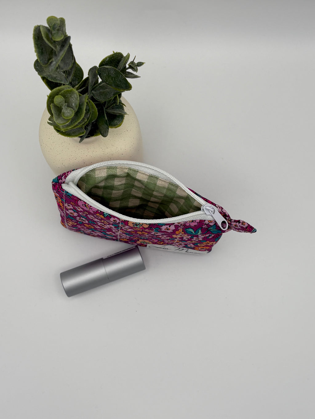 Mini Geldbörse Pink Rosa Blumen Handgemacht