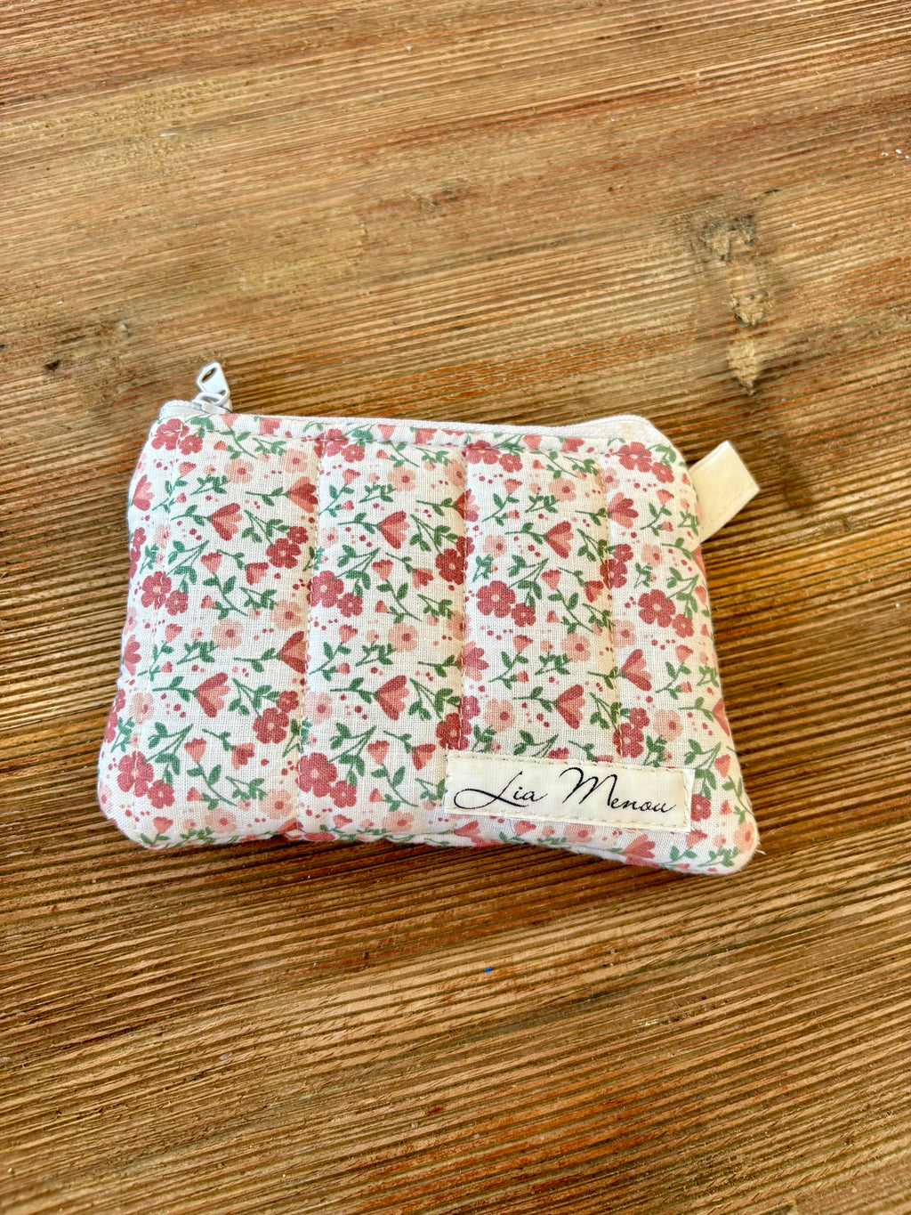 Mini Geldbörse Blumen Außen Punkte Innen Handgemacht