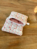 Mini Geldbörse Blumen Außen Punkte Innen Handgemacht