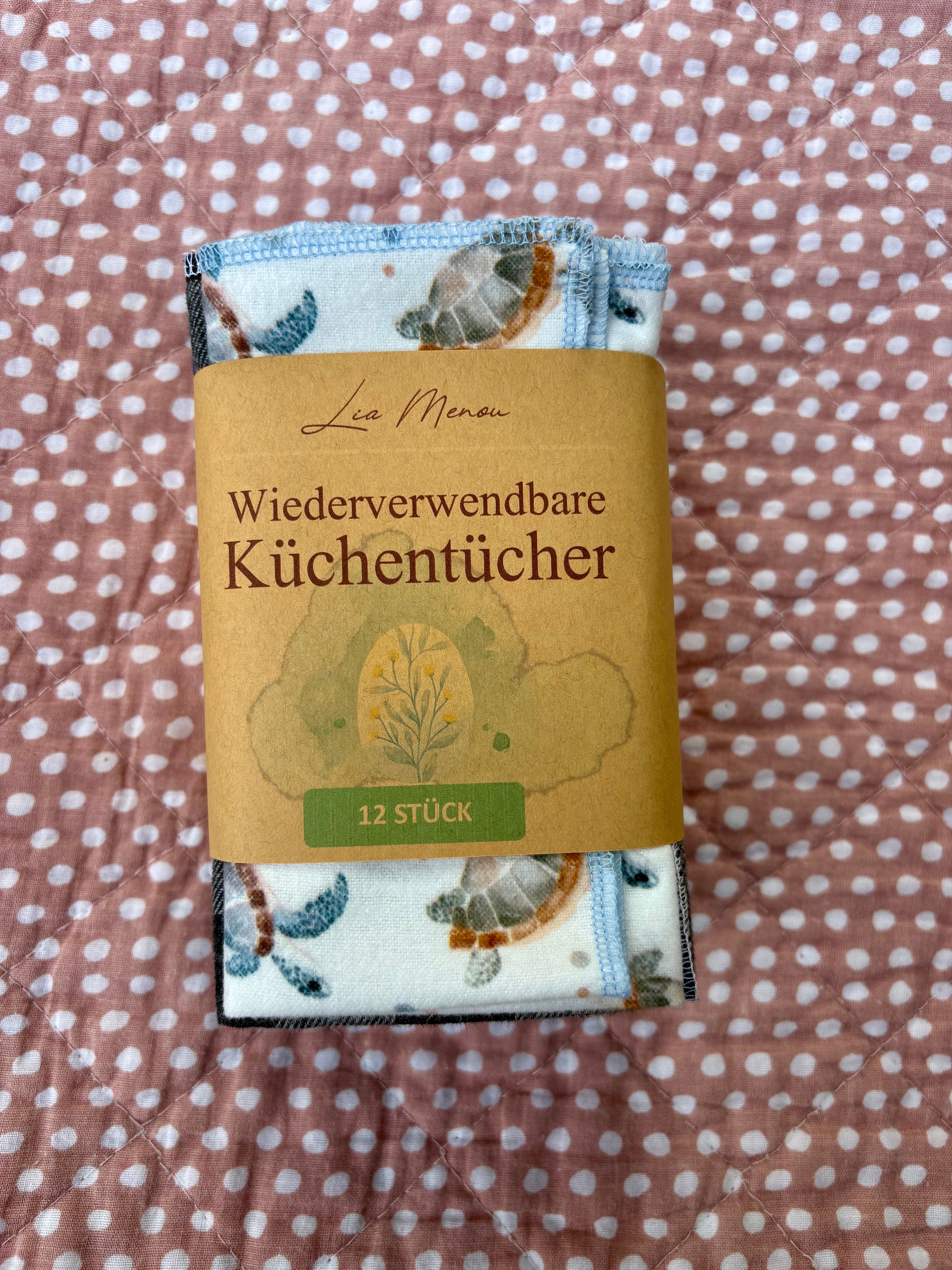 Küchentücher Set · 12 Stück · handgenäht aus Bio-Baumwolle