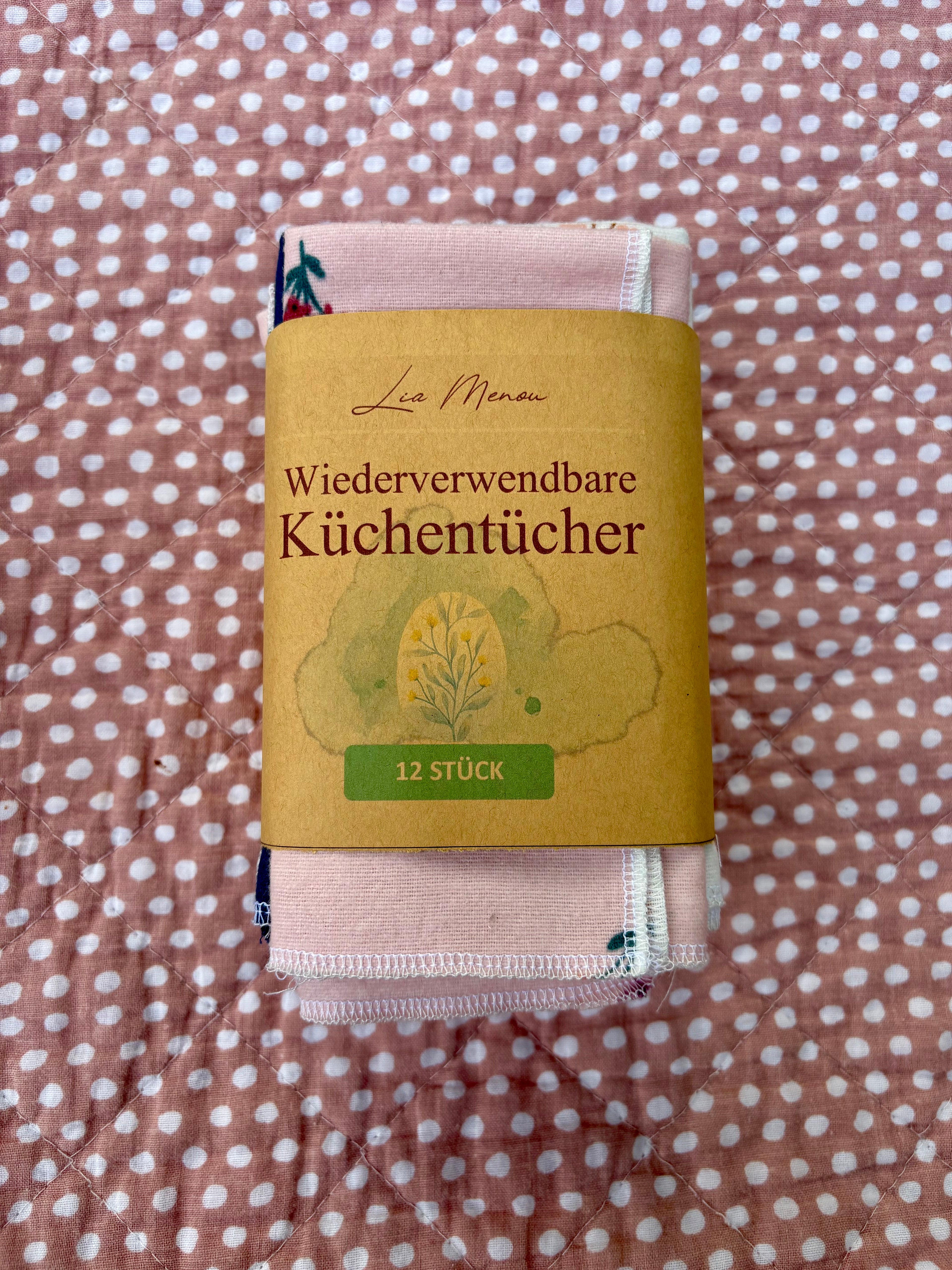 Küchentücher Set · 12 Stück · handgenäht aus Bio-Baumwolle